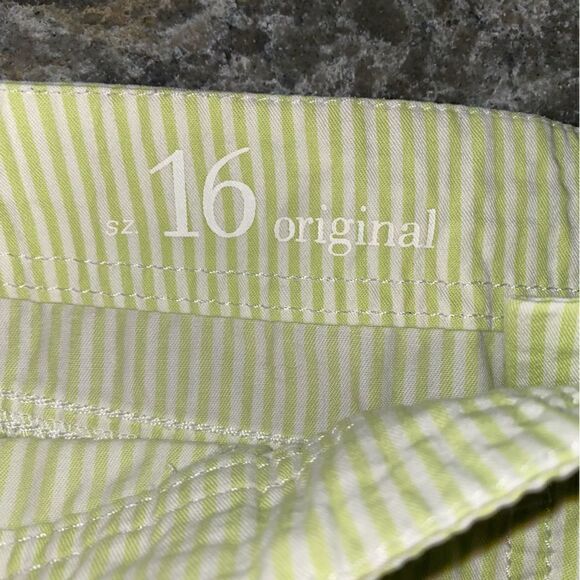 Ann Taylor Loft Womens Cotton Striped Mid Rise Shorts Green White Size 16 - Picture 8 of 8
